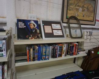 VHS, Records, frame, silk painting, Millennium stamps 