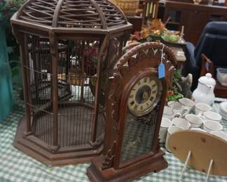 decorative bird cage, clock