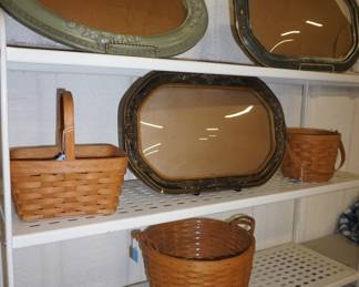 Longaberger baskets, vintage frames