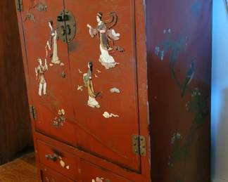 Ching dynasty red laquer cabinet