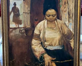 Original oil painting by Chinese master painter Zhiwei Tu, painted before he came to America in 1987