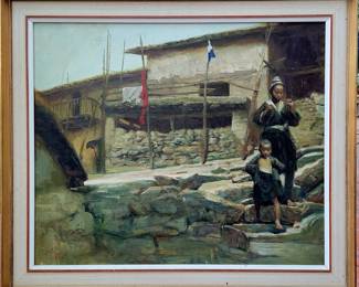 Original oil painting (1983) by Chinese master painter Mian Situ, painted before he came to America in 1987