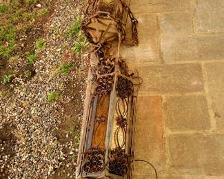 Pair of vintage wrought-iron hanging lights