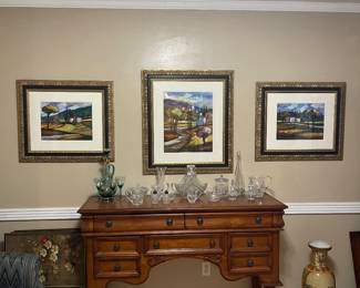 Buffet table with matching lighted China cabinet