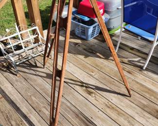 Antique wood/brass transit tripod
