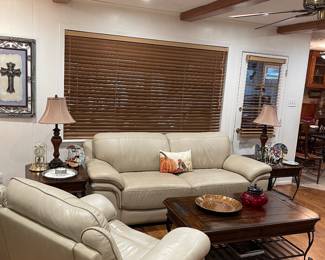 Leather sofa and recliner