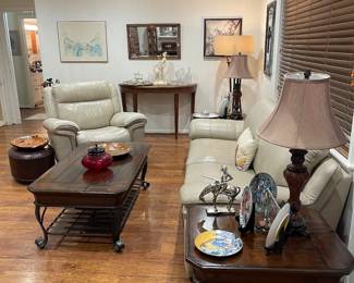 Leather sofa and recliner