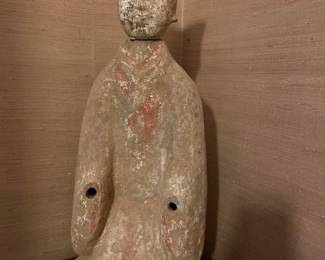 Han figure on wood grain pedestal
 B.C. 206 - A.D. 220