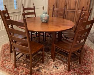 Great antique cypress round dining table and French style chairs New Orleans Cypresswork