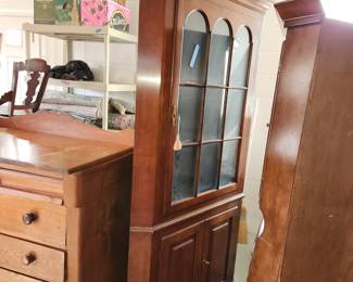 pair of vintage corner cabinets