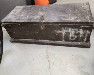 Vintage toolbox with vintage and primitive handtools