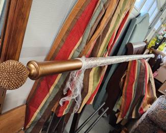 11.5 foot long curtain rod, with wooden rings