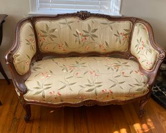 19 century French carved pecan settee 
$500