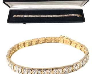 Sterling Silver With Gold Wash Tennis Bracelet