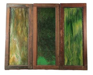 Vintage Framed Slag Glass Window Panels (Set Of 3)