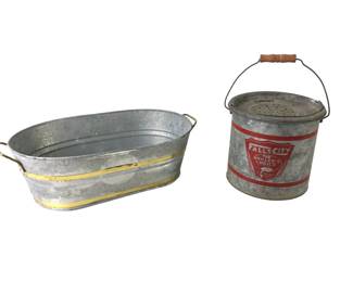 Falls City The Angler's Choice Galvanized Steel Bait Bucket No. 7810 & Tub