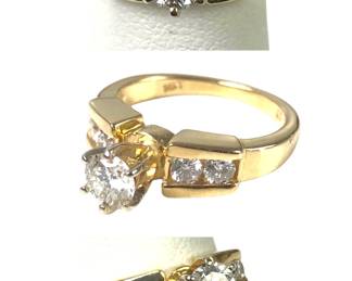 14K Yellow Gold Diamond Engagement Ring, .70/.75 CTW, Size 4