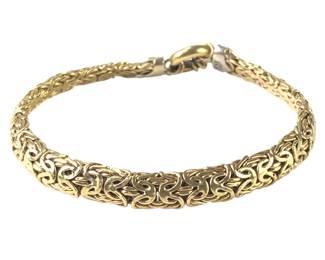 14K Yellow Gold & Diamond Byzantine Link Bracelet, Made In Turkey