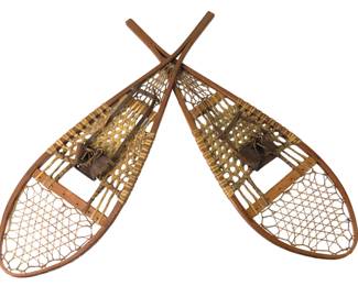 Vintage 14x48 Wood & Raw Hide Snow Shoes