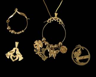 Vintage 14K Gold Charm Pendant Necklace, Pendants & 10K Gold Charm