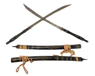 Japanese Katana Swords With Sheaths (Set Of 2)