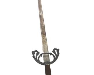 Spanish Toledo Sword With Engraved Blade, Made In Spain