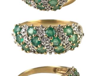 10K Yellow Gold Emerald Ring, Size 7-1/2