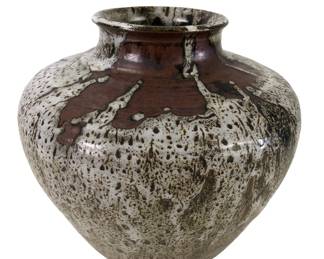 Mid-Century Fat Lava Studio Pottery Vase, Signed