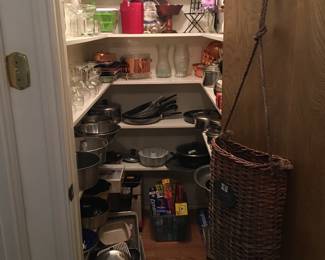 pots, pans, wine glasses, vases, copper molds & serving pieces, 