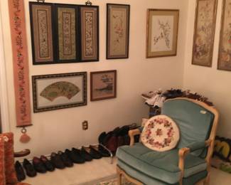 needle point hand made pillow & long banner