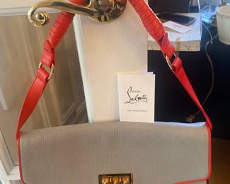 LOUBOUTIN PADAM CLUTCH WITH SIGNATURE RED INTERIOR! Amazing condition!