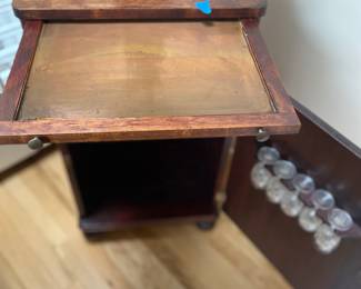 VINTAGE BAR WITH SLIDE OUT COPPER TRAY AND GLASSES