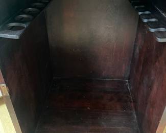 VINTAGE BAR WITH SLIDE OUT COPPER TRAY AND GLASSES