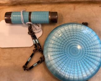 STUNNING GUILLOCHE COMPACT AND LIPSTICK IN AMAZING CONDITION