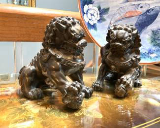 Chinese bronze foo fu dogs 