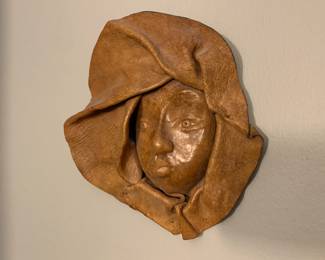 Antique leather wall decor mask