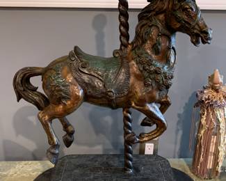 Vintage signed bronze carousel horse 