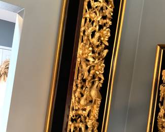 Antique Chinese gold gilded panel 