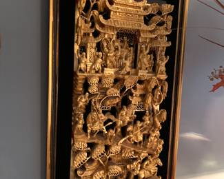 Antique Chinese gold gilded panel 
