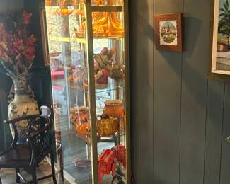 Beautiful brass gold display cabinet with full glass front