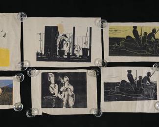 111	Arleen Targan 8 Block Prints	Arleen Targan (American, 1934-2018). 8 block prints. All pencil signed, dated, titled and numbered in pencil in the margin. Largest sheet 18" x 23 7/8". All unframed. All stored rolled, with creases and minor tears to the edges.
