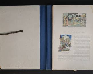 385	William Walton Paris Portfolio	"Portfolio of unbound pages and plates. Appears to be a partial copy of William Walton's Paris Known and Unknown, with additional miscellaneous plates. In a blue cloth folio. Folio 17 1/4"" x 12"". All as is, folio with staining, tears and fraying, pages all with creases, tears and losses; pages all out of order and some pages missing. 

From the estate of Maurice Binder. Born in 1918, Maurice Binder was an American film title designer, best known for his work on 14 James Bond films, including Dr. No. He died in 1991 at the age of 72."
