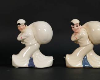 444	3 Ceramic Seaman's Banks for Savings	3 figural sailor ceramic banks. The Seaman's Bank for Savings, Contemporary Ceramics, Chatham, NJ. One with original box. Each 5 5/8"H. Minor wear to box.
