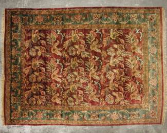 398	Room Size Floral Rug	Room size rug, floral motif. 11'10" x 8'10". Fading and some wear throughout.
