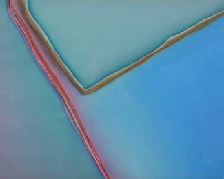 124	Stephen Metcalf Oil on Paper Abstract	Stephen Metcalf (American, 1948-2020). Oil on paper, abstract in blue in green. Pencil signed lower right. 30 1/4" x 44" (with frame 43 5/8" x 53 1/2"). Chips to frame at corners.
