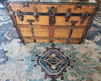 Antique Trunk H 2  L 3  W 1 foot 9 inches