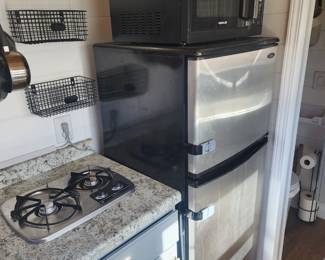 Tiny home fridge and microwave