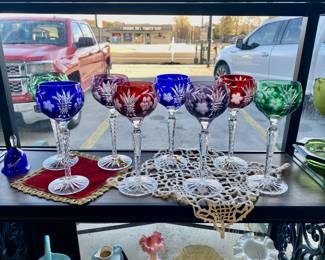 Made in Hungary, Hand-cut-to-clear, Mouth-blown, 24% Lead Crystal Goblets and Champagne Stemware