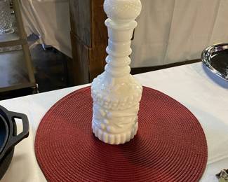 c.1960's Vintage Opaque MILK GLASS Jim Beam Liquor Decanter 