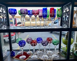 Made in Hungary, Hand-cut, Mouth-blown, 24% Lead Crystal Goblets and Champagne Stemware